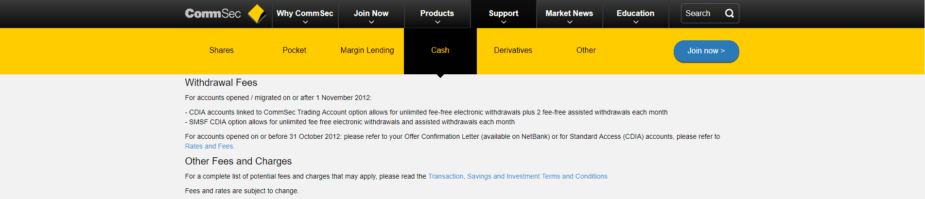 CommSec Review deposit and withdrawal info
